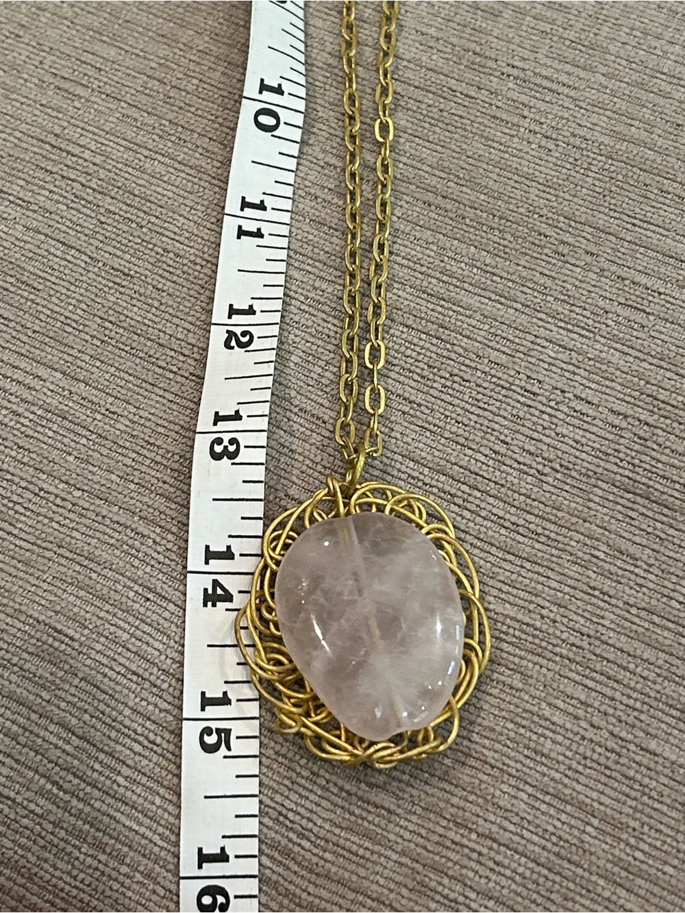 Handmade Gold Wire-Wrapped Clear rose, quartz Crystal stone Pendant Necklace image 3